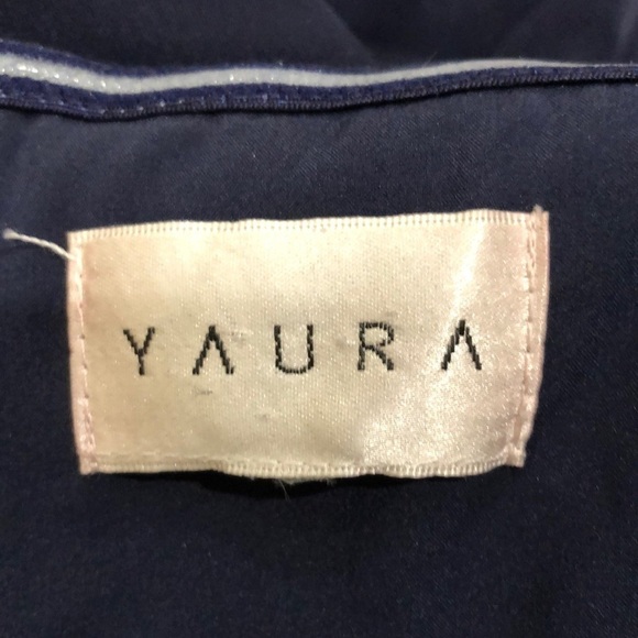 Yaura Revolve Off Shoulder Formal Dress Size Navy Blue Ruffle Sleeve - Picture 9 of 9